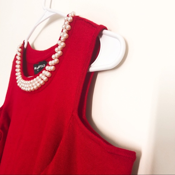 Karl Lagerfeld PEARL NECK COLD SHOULDER TOP - Picture 4 of 6